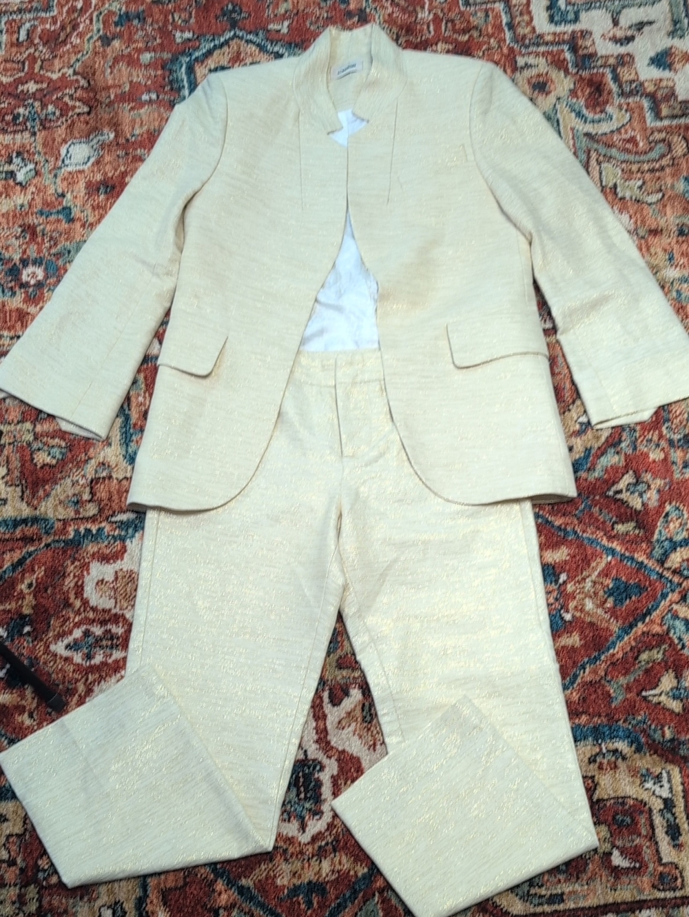 Zadig & Voltaire Pale Gold Textured Blazer and Trouser Set